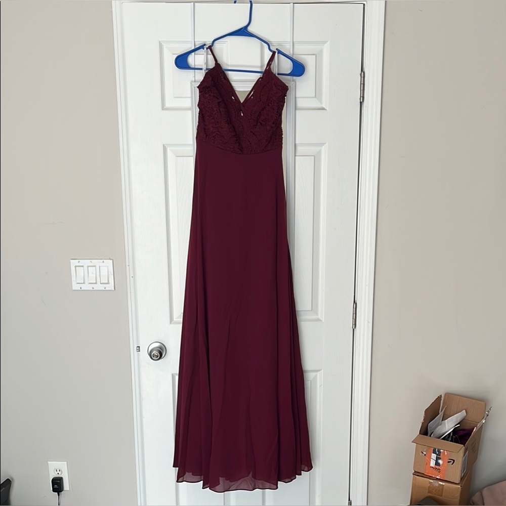 Elegant Burgundy Evening Gown